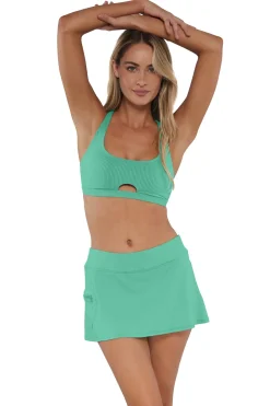 Sunsets Aqua Mist Sandbar Rib Sporty Swim Skirt