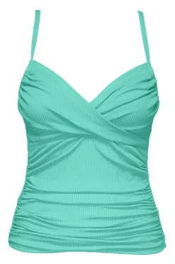 Sunsets Aqua Mist Sandbar Rib Simone Tankini Top