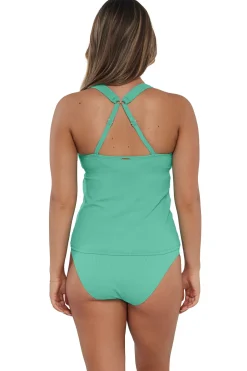Sunsets Aqua Mist Sandbar Rib Elsie Tankini Top