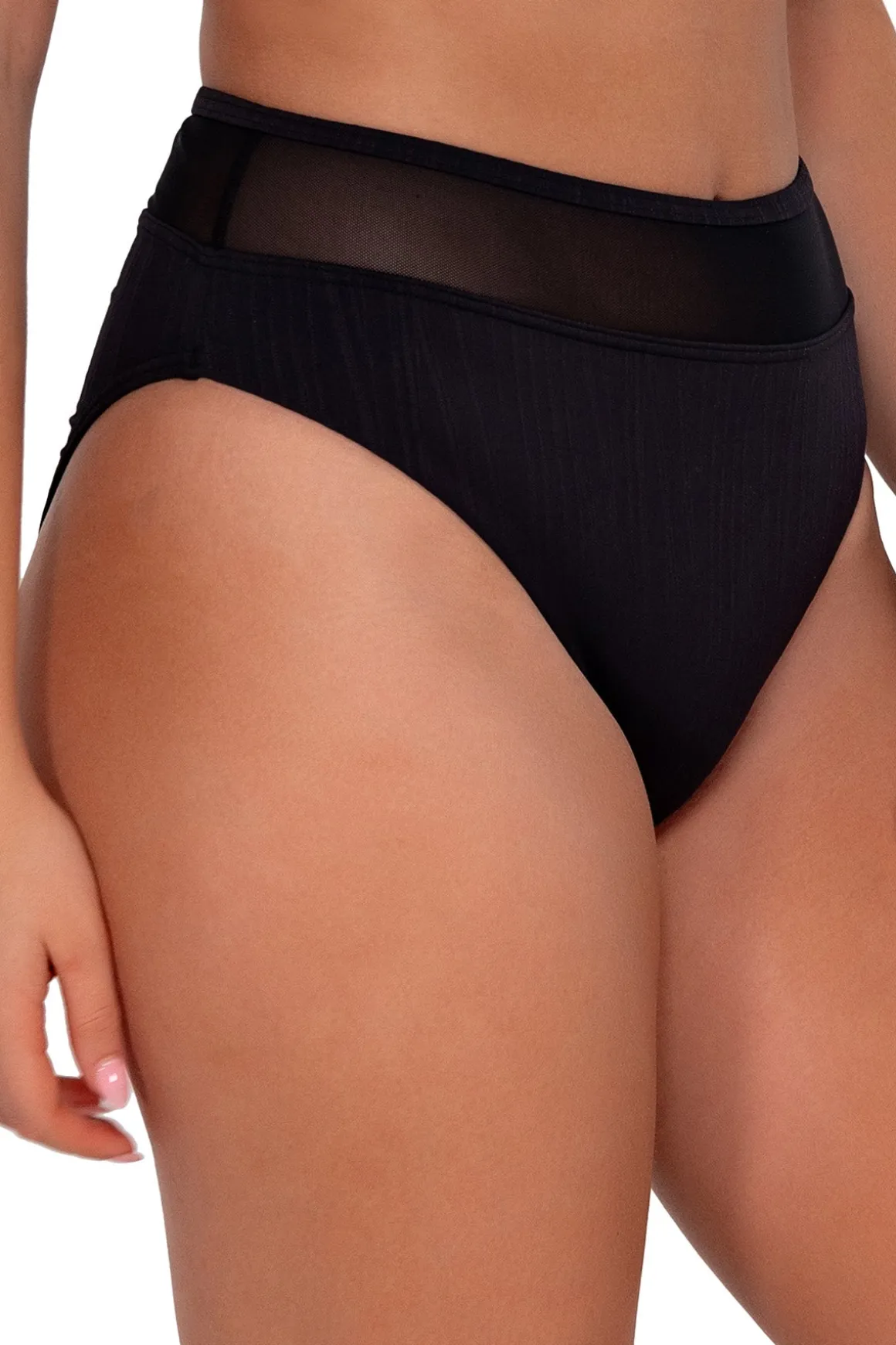 Sunsets Black Seagrass Texture Annie High Waist Bottom