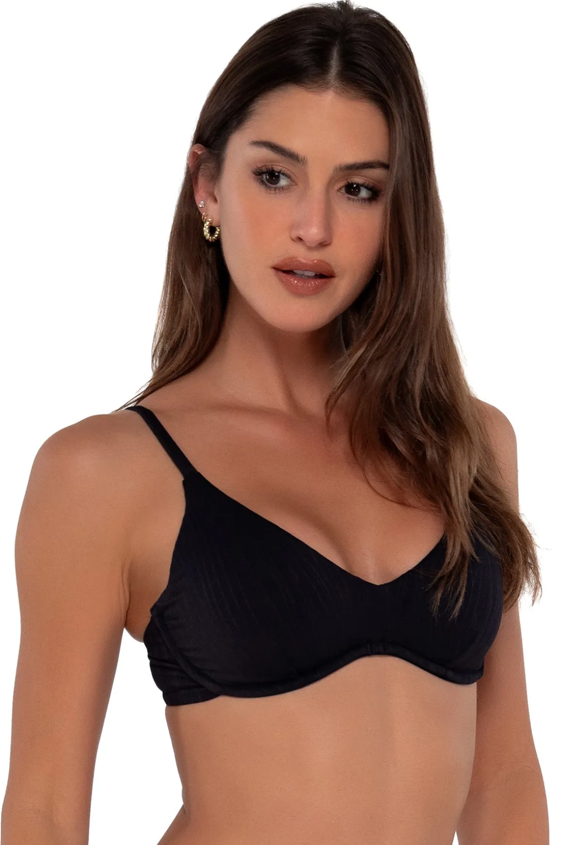 Sunsets Black Seagrass Texture Brooke U-Wire Top