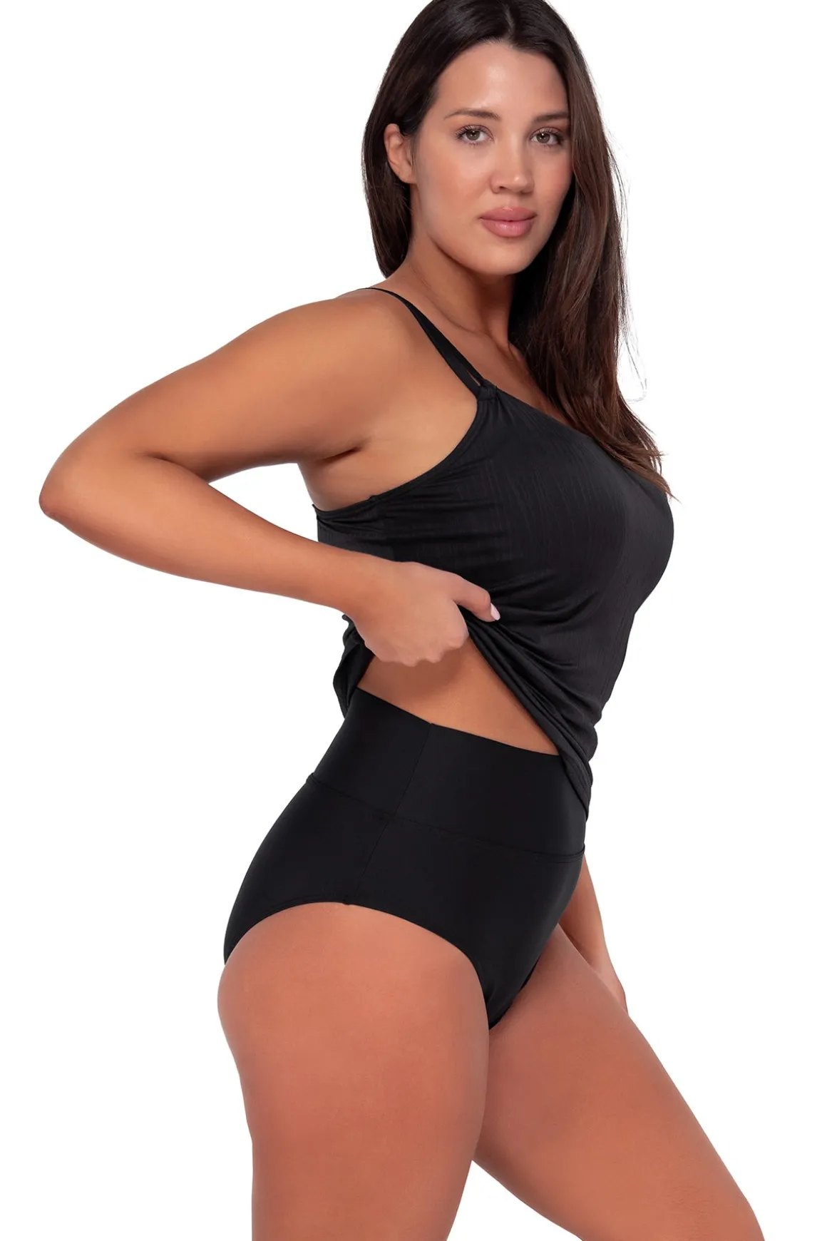 Sunsets Black Seagrass Texture Taylor Tankini Top