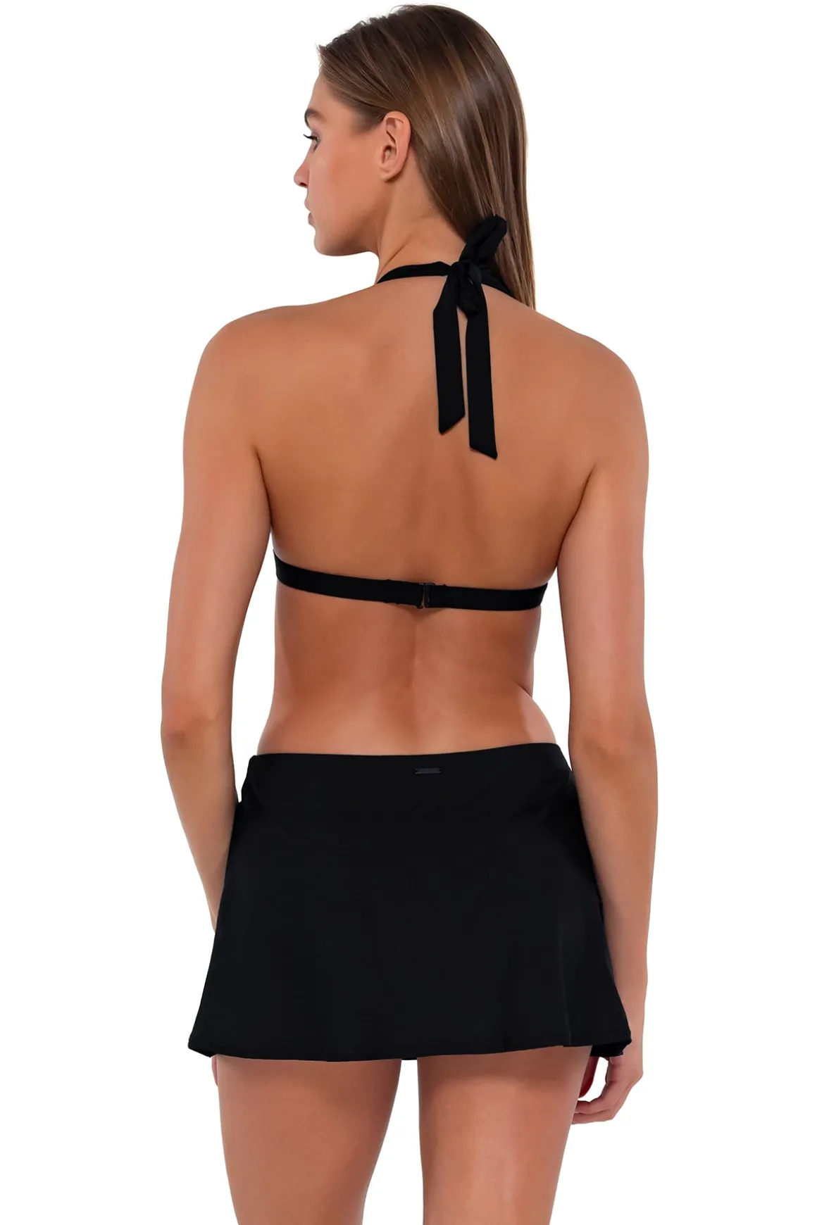 Sunsets Black Sporty Swim Skirt