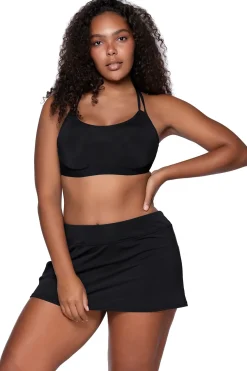Sunsets Black Sporty Swim Skirt