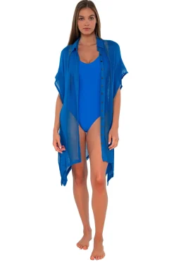 Sunsets Electric Blue Shore Thing Tunic