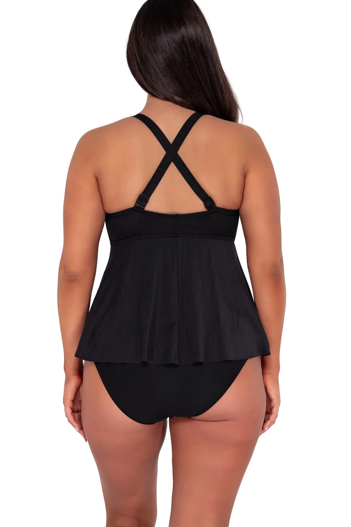 Sunsets Escape Black Seagrass Texture Marin Tankini Top