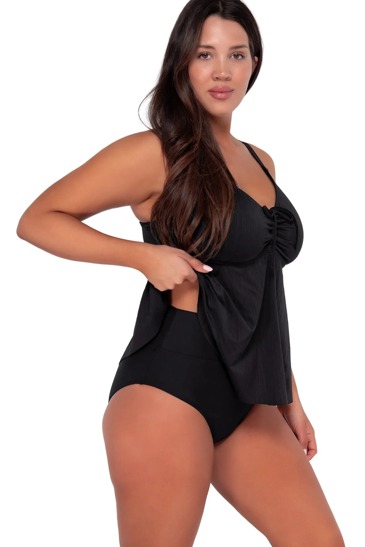 Sunsets Escape Black Seagrass Texture Marin Tankini Top