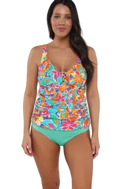 Sunsets Escape Festive Floral Sandbar Rib Emerson Tankini Top