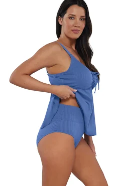 Sunsets Escape Harbor Blue Sandbar Rib Marin Tankini Top