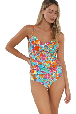 Sunsets Festive Floral Sandbar Rib Simone Tankini Top