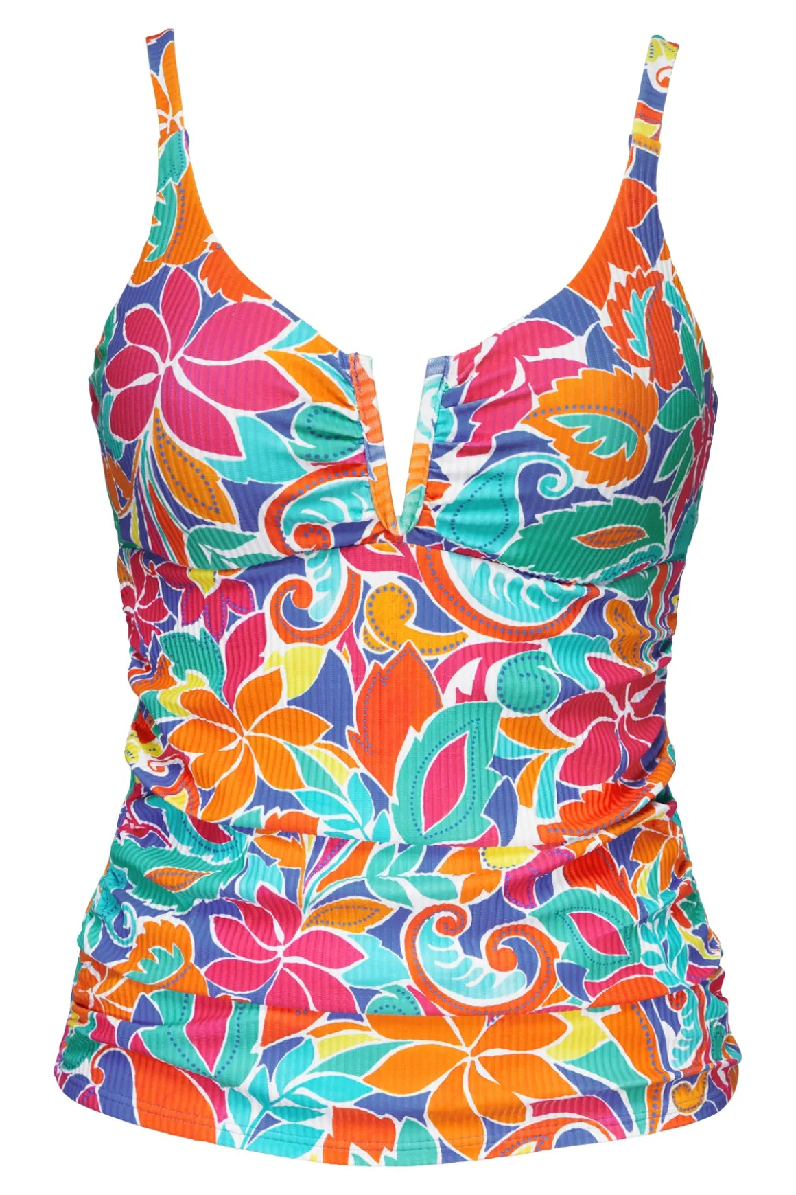 Sunsets Festive Floral Sandbar Rib Zuri V-Wire Tankini Top