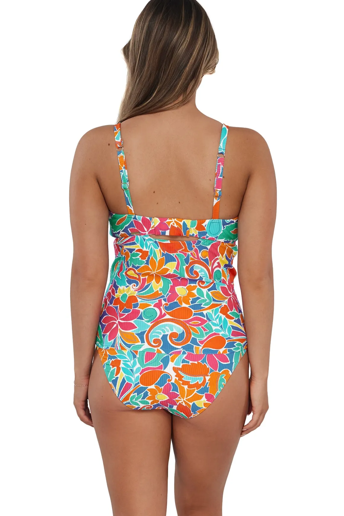 Sunsets Festive Floral Sandbar Rib Zuri V-Wire Tankini Top