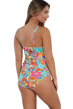 Sunsets Festive Floral Sandbar Rib Zuri V-Wire Tankini Top